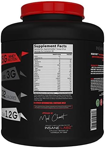 Insane Labz Insane Whey,100% Muscle Building Whey Protein, Post Workout, BCAA Amino Profile, Mass Gainer, Meal Replacement, 60 Srvgs, (Strawberries & Cream) image 4