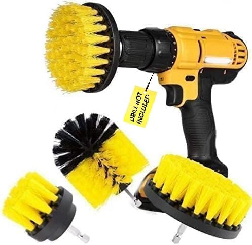 Fidrox Drill Scrubber Brush Cleaning Kit (4pcs)- All Purpose Brush for Bathroom Surfaces, Grout, Floor, Tub, Shower, Tile, Corners, Kitchen, Grill - Fits Drill Not Inclued