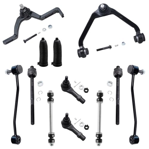 Image of Detroit Axle - 12pc Front End Suspension Kit for Ford Ranger Mazda B3000 B4000 2 Upper Control Arms w /Ball Joints 4 Inner & Outer Tie Rods 4 Front Rear Sway Bars 2 Boots Replacement