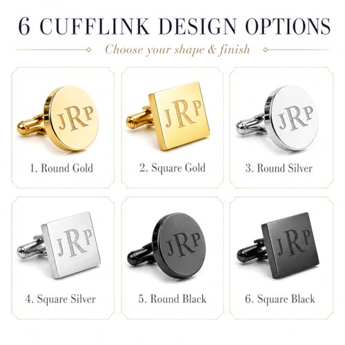 Image of Custom Cufflinks for Men, Personalized Engraved Monogram or Handwriting