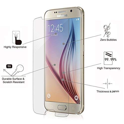 Image of Click to see full view Galaxy S6 Screen Protector, [Bubble-Free][HD-Clear][Anti-Scratch][Anti-Glare][Anti-Fingerprint] Premium Tempered Glass Screen Protector for Samsung Galaxy S6,-[3Pack]