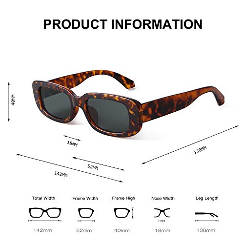 Image of BUTABY Rectangle Sunglasses for Women Retro Driving Glasses 90's Vintage Fashion Narrow Square Frame UV400 Protection
