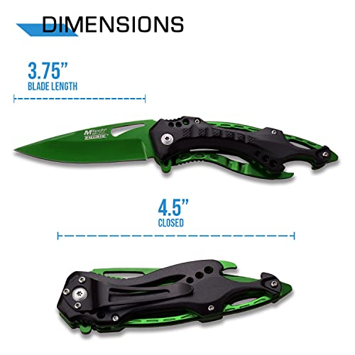 image for MTECH USA Folding Knife, 3.75-Inch Half-Serrated Blade, Titanium Coati