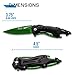 MTECH USA Folding Knife, 3.75-Inch Half-Serrated Blade, Titanium Coating, Glass Breaker, Pocket Clip (Green)