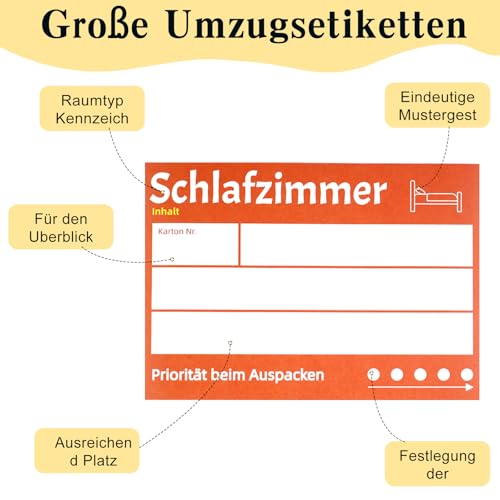 80 Stück Große Umzugsetiketten, Umzugsaufkleber zum Beschriften 10,5x14,8cm - Image 3