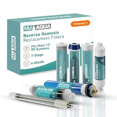 NU Aqua Reverse Osmosis Water Filter System Replacement Set - 7 Stage Alkaline & UV Under Sink Kit - Membrane, Sediment, Carbon Filters & Fittings - Universal Undersink RO Filtration Cartridge