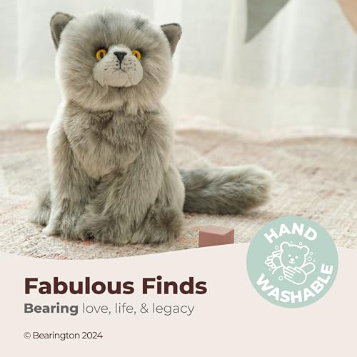 Image of Bearington Collection Gordie The Grey Cat Plush, 10.5 Inch Grey Cat Stuffed Animal - Plushies for Boys and Girls