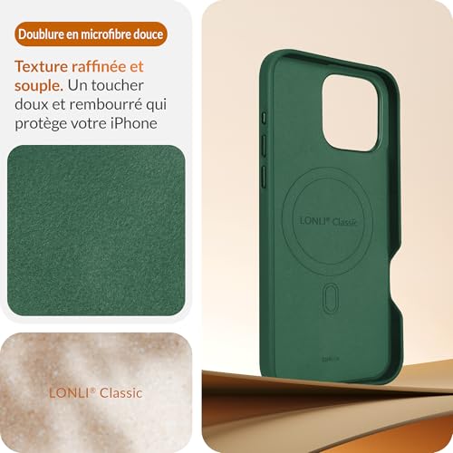 Coque cuir véritable iPhone 16 Pro fini les rayures étui MagSafe