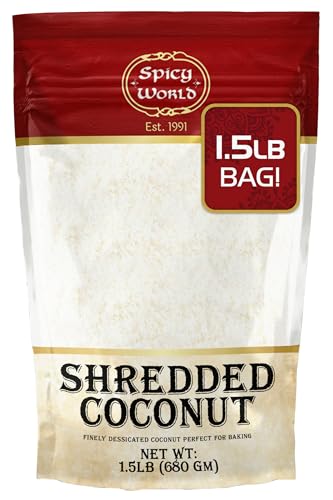 Spicy World Shredded Coconut Powder 1.5 Pound Bulk Bag (Desiccated Coconut) - Unsweetened & Finely Shredded Powdered - Great for Baking, Smoothies and More!
