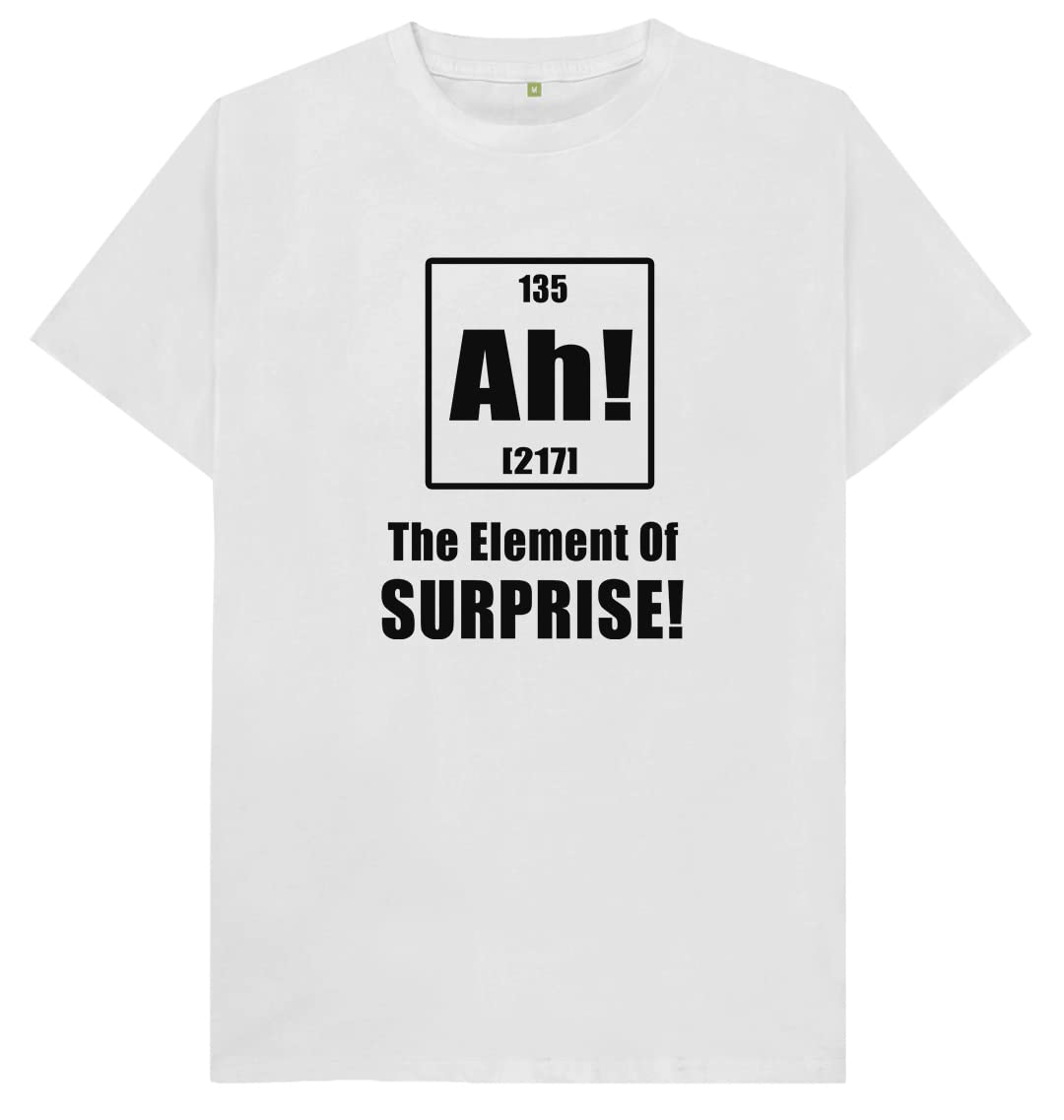 Misfits-Apparel Boys White Ah! The Element Of Surprise Kids Womens Mens T Shirt Medium