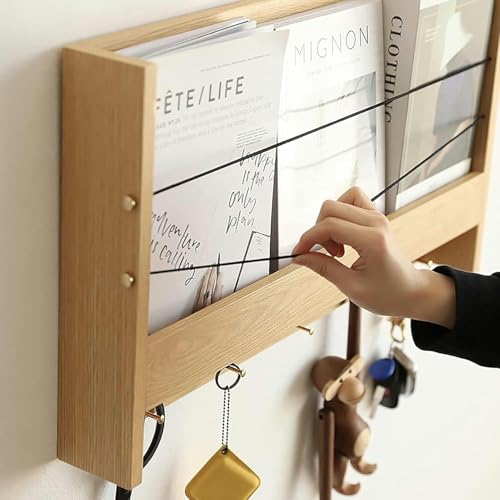 Estante de madera para archivos y revistero de pared de 63x36x8 cm 6