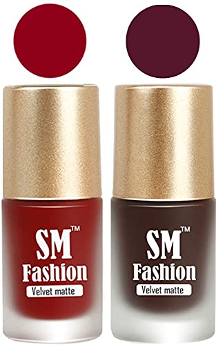 Image of Nail Polishes, Berry Pink -Dark Wine Velvet Matte Nail Paint Combo Set of 2 Pcs 7ml each