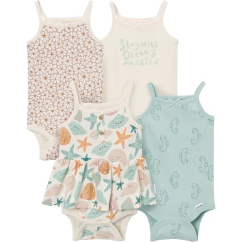 Image of Gerber Baby Girls Multi-Pack Sleeveless Onesies Bodysuit