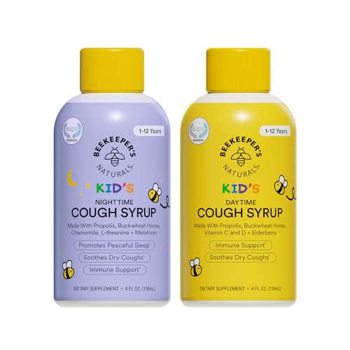 Beekeeper's Naturals Kids Honey Cough Syrup – Day & Night Value Pack – Immune Support with Elderberry, Vitamin C, D, Propolis & Raw Honey – Soothing, Clean Ingredients – Two Pack, 2 x 4 fl oz Beekeeper's Naturals Kids Honey Cough Syrup – Day & Night Value Pack – Immune Support with Elderberry, Vitamin C, D, Propolis & Raw Honey – Soothing, Clean Ingredients – Two Pack, 2 x 4 fl oz