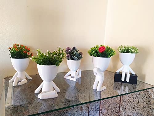Kit 10 Vasinhos Decorativo Bob cachepot Para plantas Suculentas (5vasos Brnco + 5 Vasos Pr)