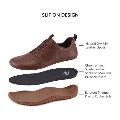 Image of BAER SuperStride Formal Shoes for Men Genuine Leather Barefoot Footwear Wide Toe Box Office Wear Helps Reduce Foot Discomfort & Toe Compression with Premium Comfortable Oxford Footwear Design