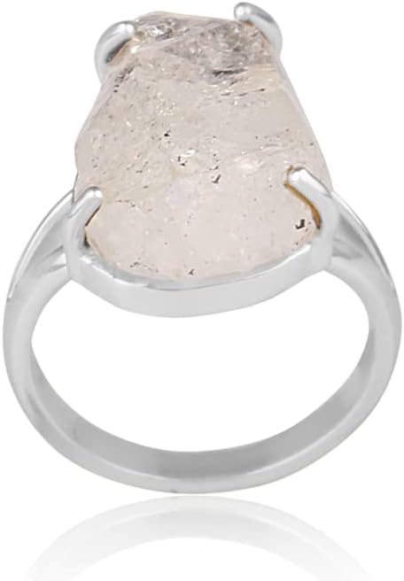 Natural Herkimer Diamond Rings, Dainty Raw Diamond 925 Sterling Silver Ring, Silver Diamond Ring,Gift For Her