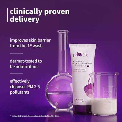 Image of Plum CeraSenseTM Barrier Care Face Wash with Acai & 1% NMF | 100ml | Gentle face wash | For Dry Skin, Normal Skin & Sensitive Skin | Soap-Free Paraben-Free | For Sensitive Skin