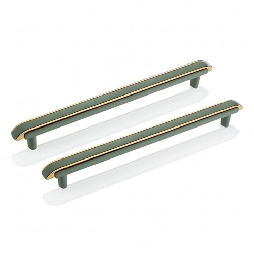 LAPO 6 Piece 10 Inch Drawer Handle for Kitchen Cabinets, Cupboards, Drawers – Green Gold Finish Pull Handle for Modern Furniture (Pack of 6)