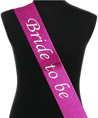 Fun Affairs Printed Bride to Be Glitter Sash for Bridal Shower, Bachelorette Party, 1 Pc, Hot Pink