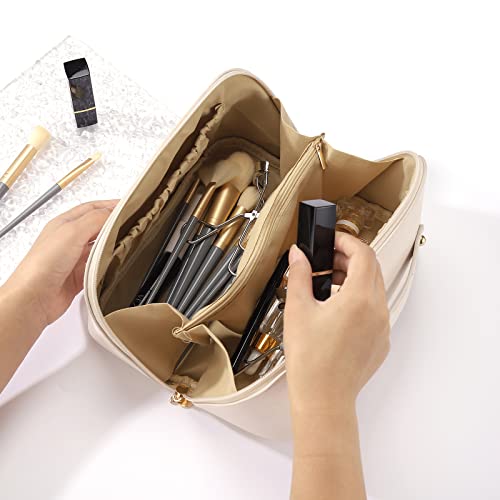 Travel Makeup Bag,Cosmetic Bag,Waterproof Portable bag for Women-Large Capacity,Milky White - Image 5