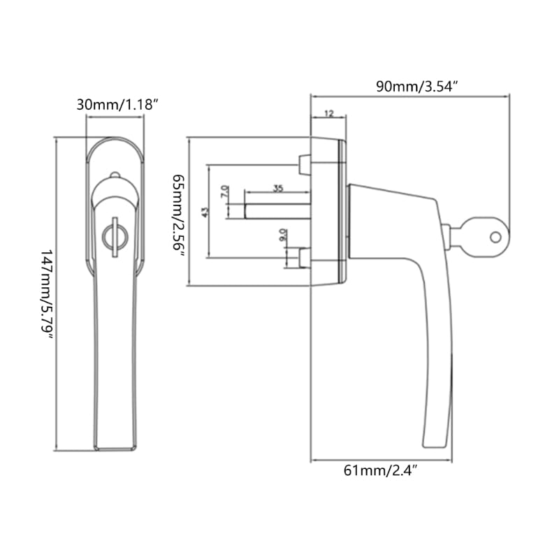 Maniglie per finestre Bianche con Serratura, Set di Sicurezza per Porta del Balcone in PVC