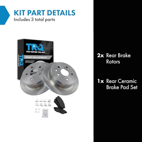 Image of TRQ Rear Brake Pad and Rotor Set Ceramic Rotors Compatible with 2014-2015 Lexus IS250