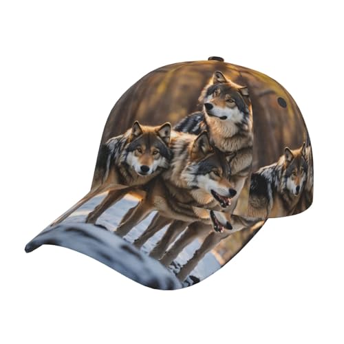 Wolfs - Gorra de béisbol unisex de sarga ajustable con ala curvada para exteriores, gorra de béisbol para correr, color negro, talla única, Negro, talla �nica