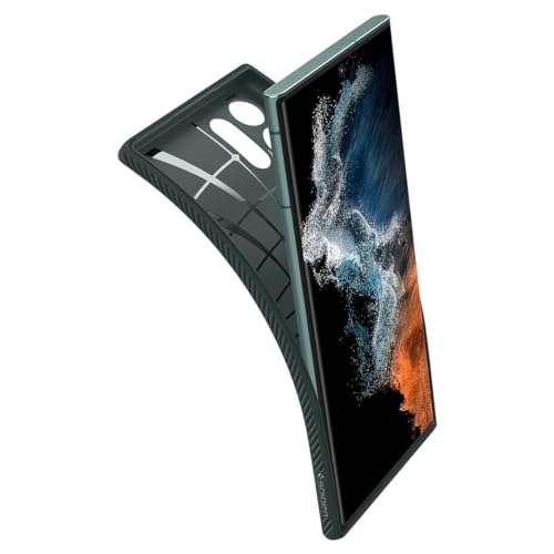 Image of Spigen for Galaxy S22 Ultra Case, Liquid Air [No Magnet Ring] [Military-Grade Protection] - Abyss Green