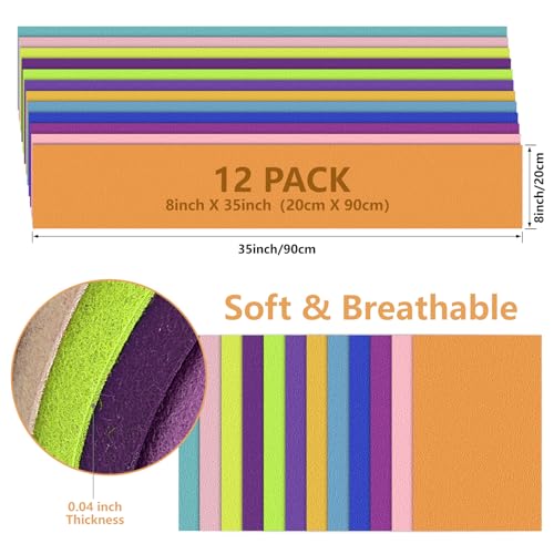 Image of 12 Rolls 8 inchx35 inch Large Stiff Felt Sheets, 1mm Felt Fabric Sheet for Crafts | 12 Assorted Neon Pastel Colors Felt Fabric Bundle Pack, Durable Nonwoven Fabric for DIY Sewing, Art, Party & Holiday Ornament