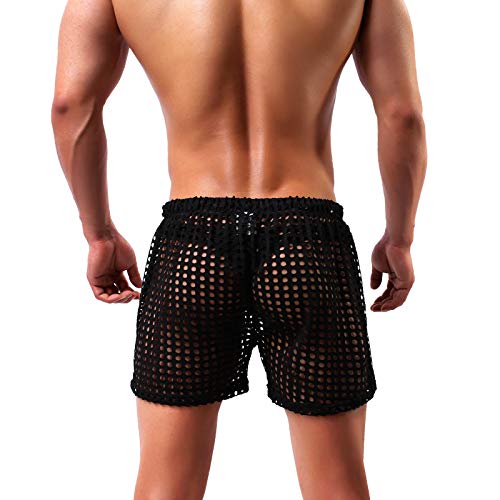 Casey Kevin Sexy Unterwäsche für Mann Netz Kurze Hosen Transparent Shorts Herren Sexy Boxershorts Freizeit Boxer Shorts, Schwarz, S