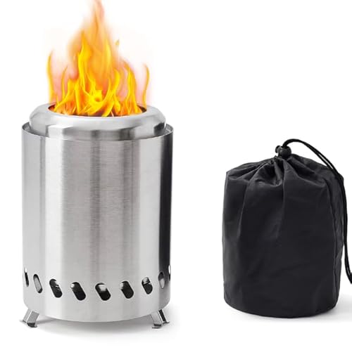 Dhqkqg Tabletop Fire Pit, Smokeless Stainless Steel Table Top Firepit with Carry Bag, Smokeless Fire Pit, Portable Firepit for Camping Outdoor Patio Garden Picnic