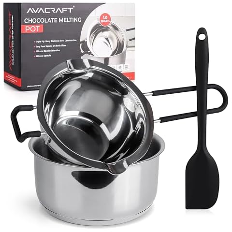 AVACRAFT Double Boiler 18/8 Stainless Steel Double Boiler (1 Quart) Cover