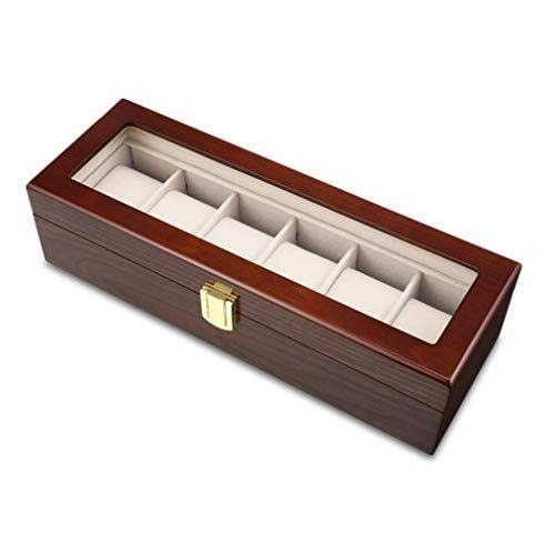 Boîte-cadeau en bois pour montre automatique présentoir élégant 6 fentes avec oreillers