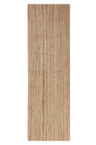 Natural Jute Kilim Runner 2.5x6 Jute Runner Solid Beige Pattern