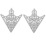 Retro Hollow Pattern and Angle Triangle Collar Pins Brooch Clip Pin Brooches Shirt Collar Decoration Parts (Silver)