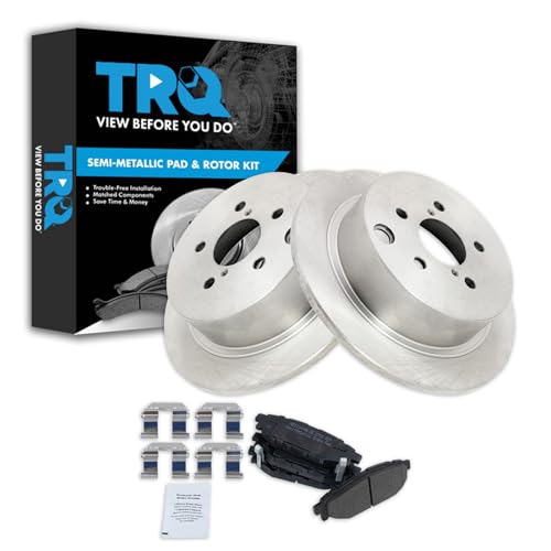 Image of TRQ Rear Brake Pad and Rotor Set Semi Metallic | For 2014-2018 Subaru Forester 2016-2021 Crosstrek 2012-2020 Impreza 2013-2015 XV Crosstrek