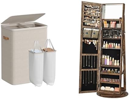 SONGMICS Laundry Basket, 360° Swivel Jewelry Cabinet, ULCB813L01 and UJJC006X01