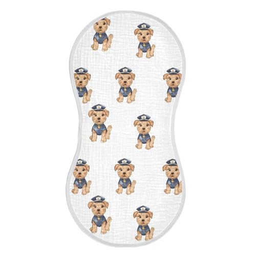 vvfelixl Muslin Burp Cloths Cartoon Puppy Policeman Baby Washcloths for Baby Girl Boys 2 Pack