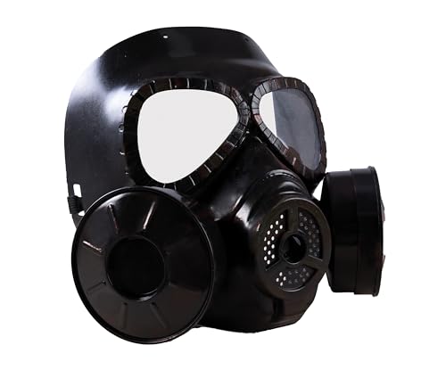 P'tit Clown 21076 Máscara de gás - máscara de gás - acessório de disfarce para carnaval, festas temáticas, festas biohazard, radioatividade, zombies, Halloween - preto - unissexo - plástico
