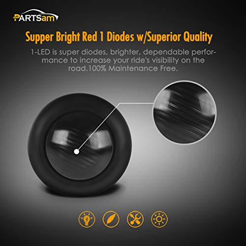 Partsam 10X 3/4" Round Red Led Marker Lights Side Marker Clearance Indicators Bullet Light For Trailer Truck Car Bus Van Pickup Rv Camper Utv Atv, Smoked Lens,12V #TOP1