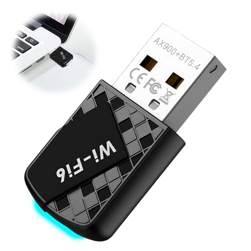 Wifi Dongle, AX900Mbps WiFi 6 Adapter USB Bluetooth 5.4 for PC 5GHz/2.4GHz Dual Band Connection Mini Wireless Dongle for Desktop Laptop Wireless Network USB Wifi Supports Windows 10/11