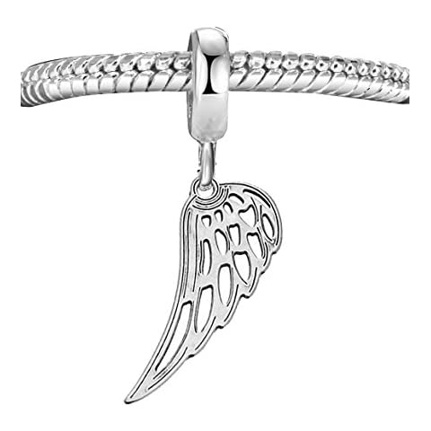 Genuine Solid Silver 925 Guard angel wing bead charm compatible with European bracelet C16B Cover