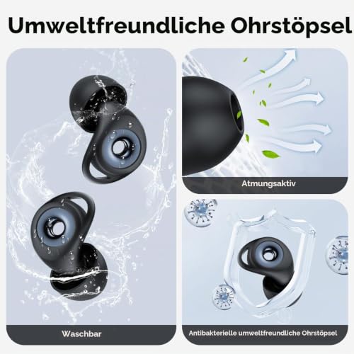 Ohrstöpsel zum Schlafen, 45dB Noise Cancelling Gehörschutz Silikon Earplugs – Ansicht 3