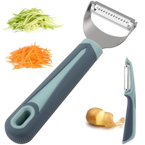 Julienne Peeler Vegetable Peeler -Y Carrot Shredder Julienne Slicer with 4.8'' Long Silicone Handle...