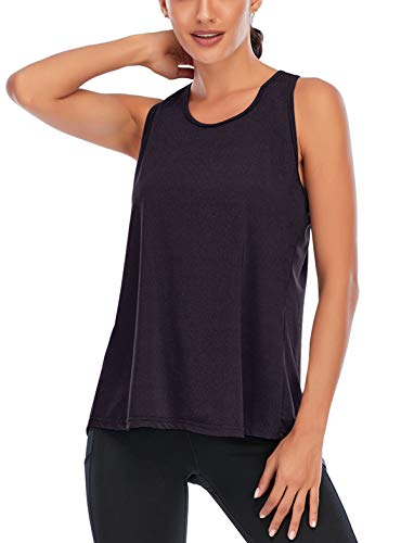 Womens Workout Tops Women Tank Tops Womens Tops Fashion Sport Tops Basic Yoga Tops Knot Active Casual Dark Purple - Thumbnail 5
