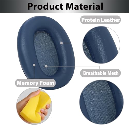 Reemplazo de Almohadillas para Oídos Adhiper para Sony WH-CH720N, WH-CH710N - Azul | Almohadillas para Auriculares Sony con Cuero de Proteína y Espuma de Memoria de Alta Densidad miniatura 3