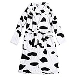 KESYOO Coral Fleece Bathrobe Plush Cow Print Soft Kimono Robe Comfortable Warm Sleepwear Robes for Women Girl ()