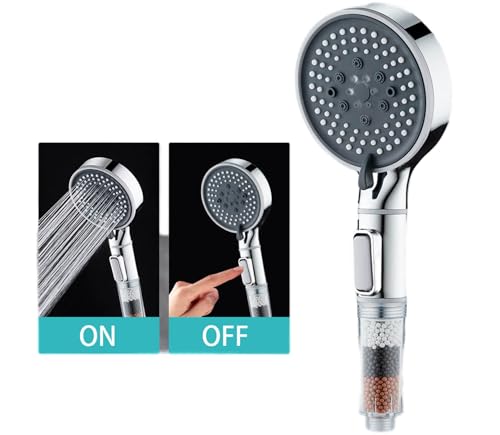 Regadera de mano filtrada Socila con botón On/Off, 6 modos de rociado, masajeador para espalda, reduce cloro y fluoruros, incluye manguera y soporte miniatura 5
