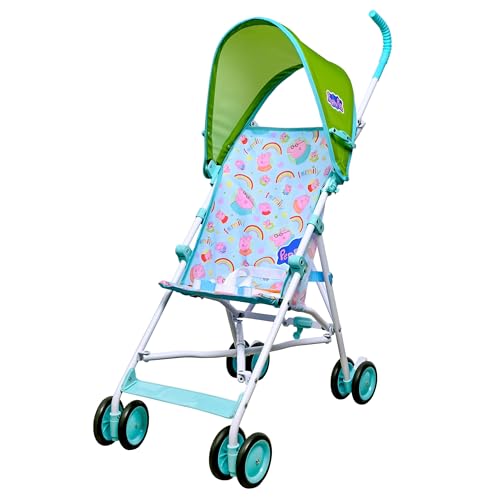 Peppa Pig Umbrella Stroller for Toddlers, Lightweight Foldable Travel Stroller with 3-Point Harness, Locking Wheels, Adjustable Canopy, Compact & Portable